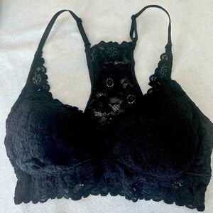 NWT, aerie, Size S, Black Padded Bralette, Race-back with Adjustable Straps.